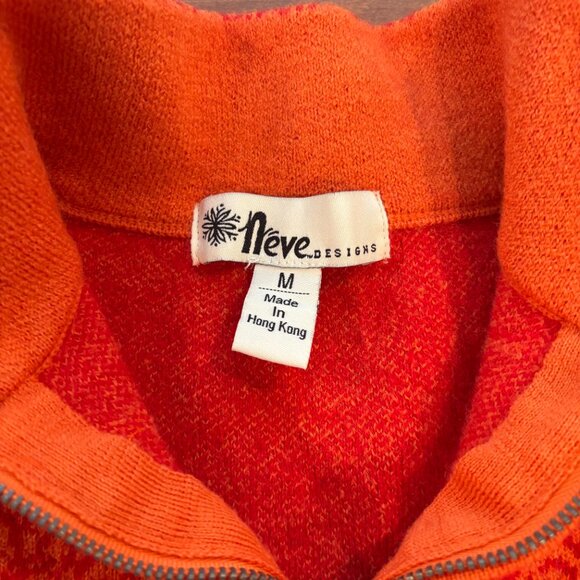 Vintage Neve Designs Zip 100% Wool Sweater Sz M Paisley Floral Design - Picture 3 of 3